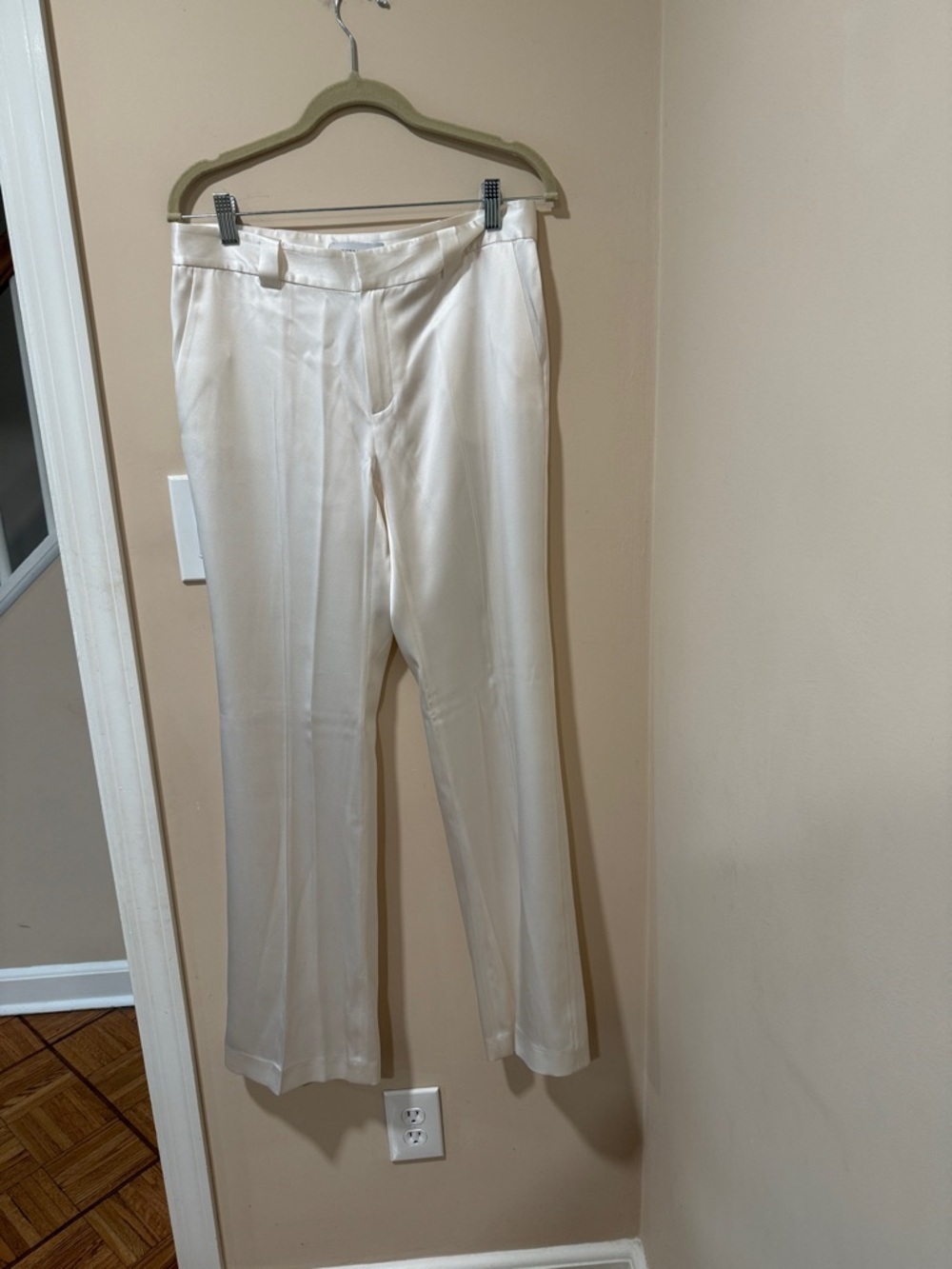 Women’s white silk Dress Pants - Classic Straight Fit - Picture 2 of 3